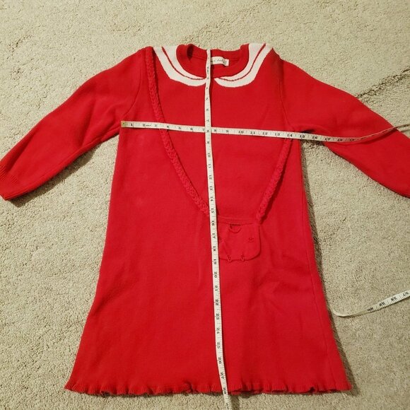 Ami Baby Girls Red and White Knit Sweater Dress Size 8-10 Years EUC - Picture 7 of 10